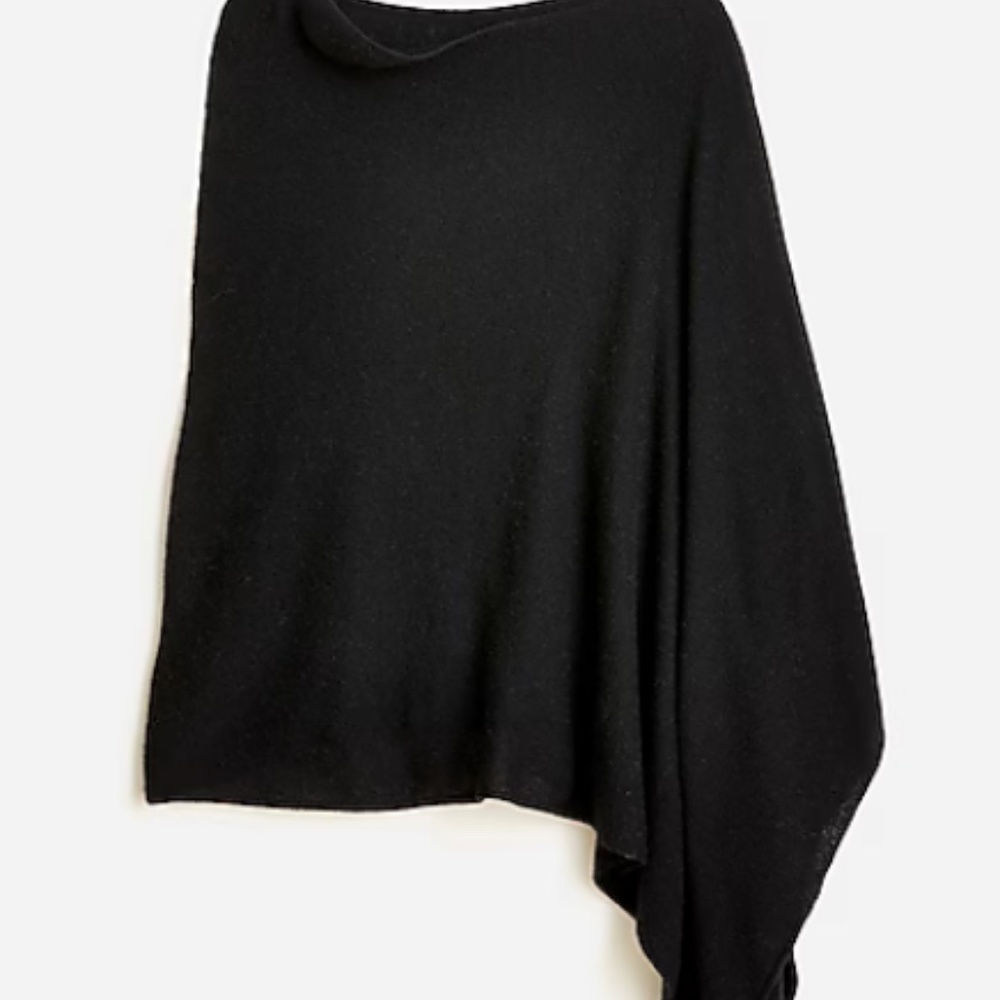 J.Crew: Cashmere-wool blend poncho-BLACK